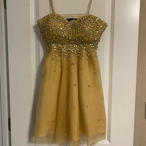 Tan/gold cocktail mini dress
